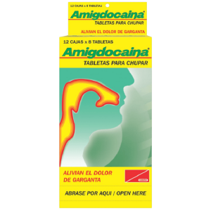 Amigdocaina Dispensador x 12 cajas (8 tabletas c/u)