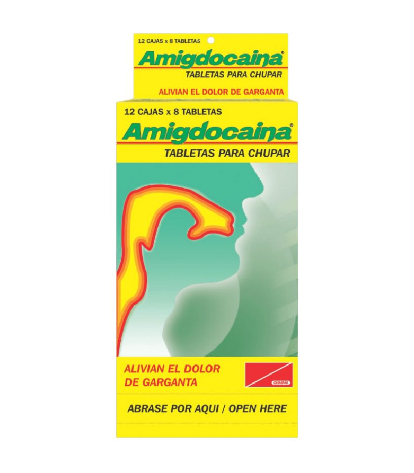 Amigdocaina Dispensador x 12 cajas (8 tabletas c/u)