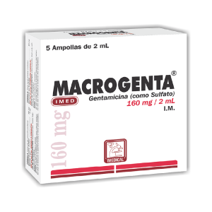 Macrogenta 160 mg caja x 5 ampollas inyectables